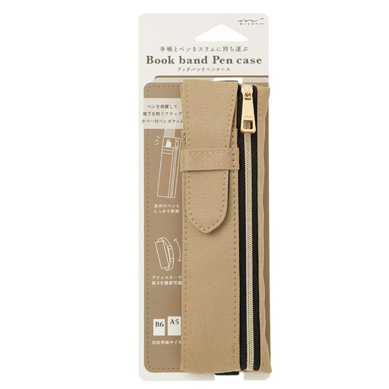 Estuche para bolígrafo Midori Book Band. Beige