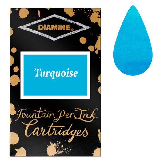 Diamine Cartridges Turquoise Ink, Pack of 18